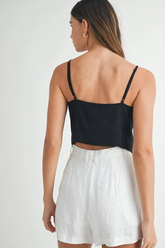 Linen Mix Button Down Tank Top, image 3