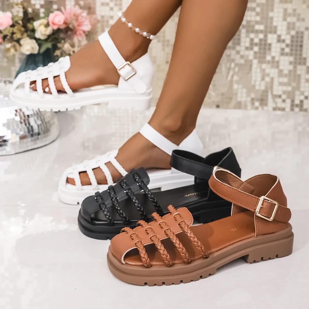 Braided Ankle Strap Sandals, image 2