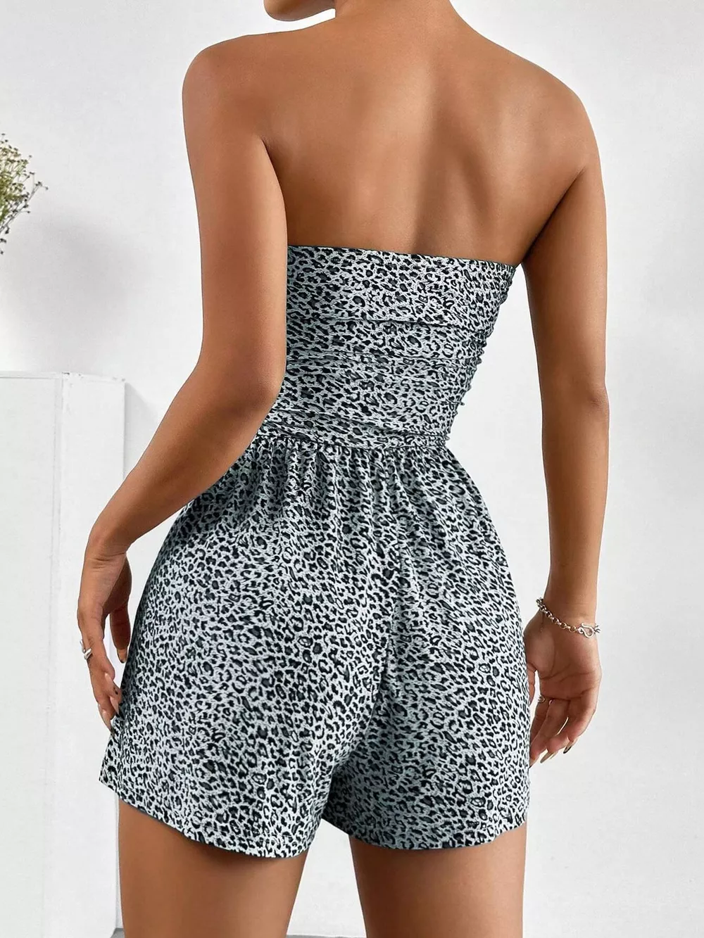 Chic Strapless Ruched Waist Romper, image 27