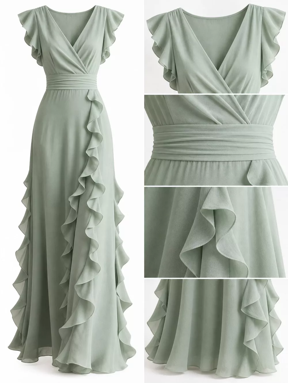 Ruffled Surplice Sleeveless Maxi Dress, image 10