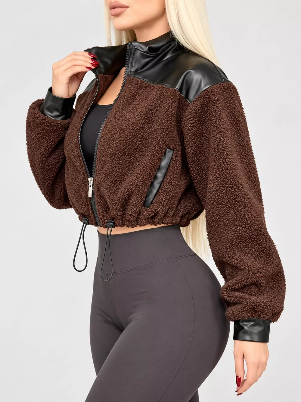 Sherpa Contrast Zip-Up Jacket, image 18