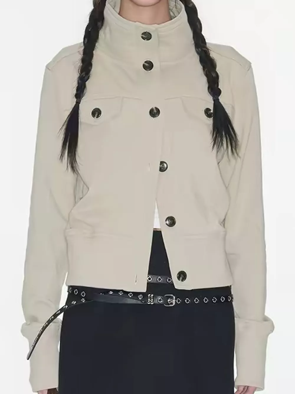 High-Neck Button-Up Jacket, image 8