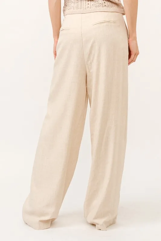High-Rise Wide Leg Linen Blended Pants, image 4