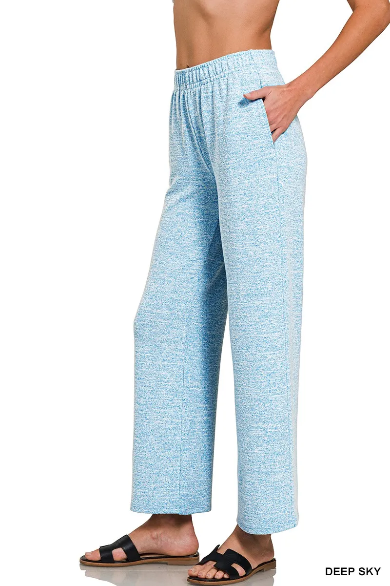 Soft Melange Hacci Elastic Waistband Lounge Pants, image 2
