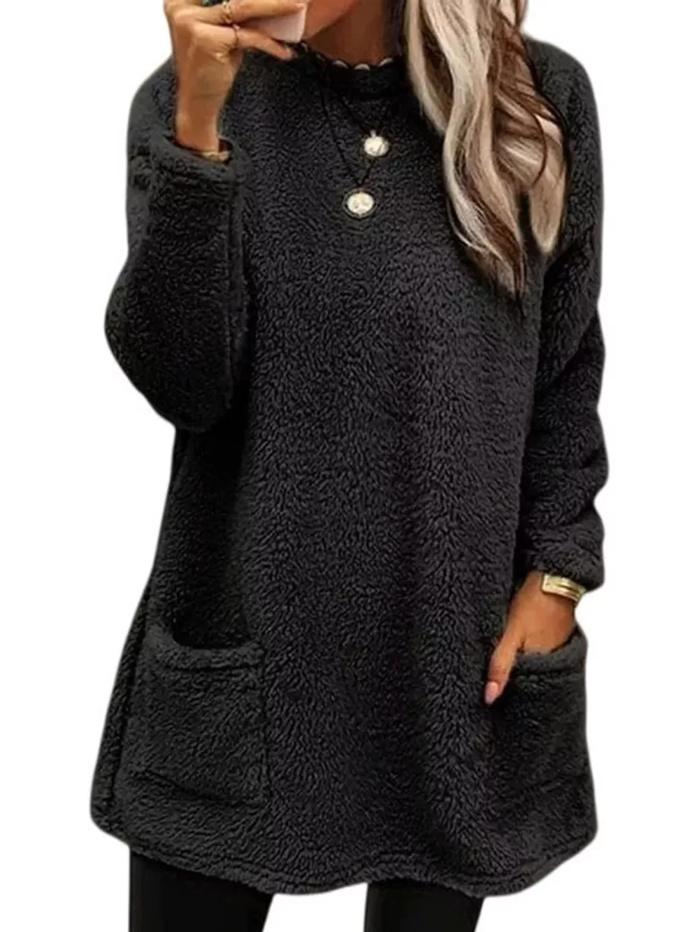 Full Size Fleece Dropped Shoulder Sweatshirt Plus Size
