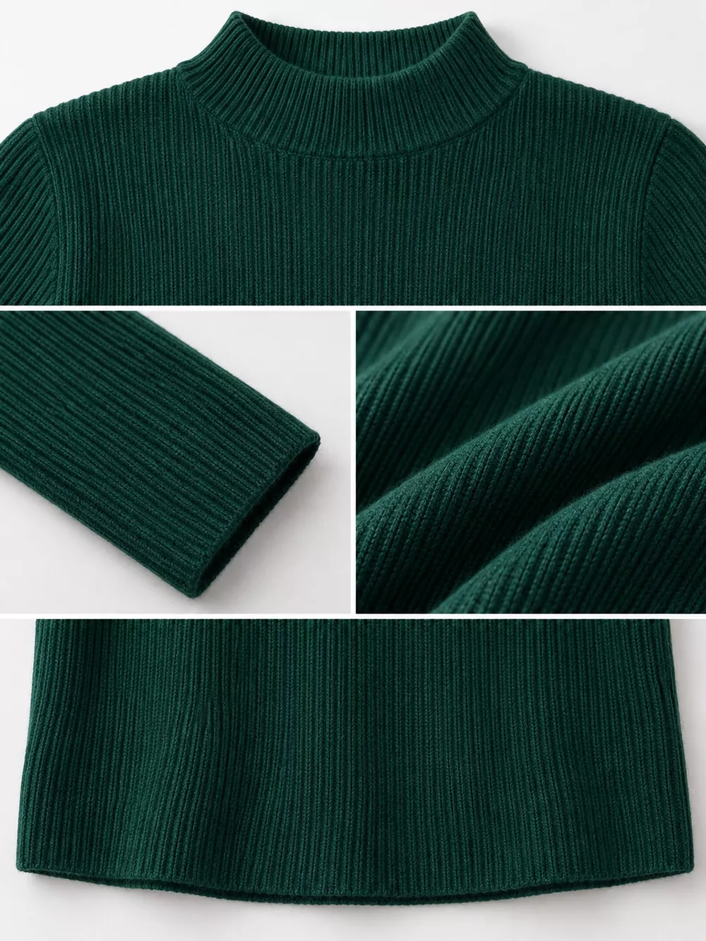 Elegant Slim-Fit Ribbed Mock Neck Knit Top, image 62