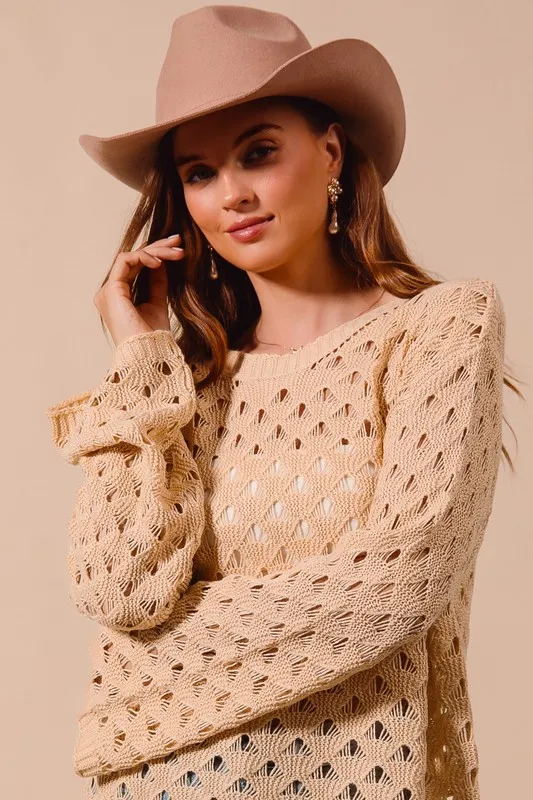 Geometric Pattern Open Knit Lightweight Sweater, image 10