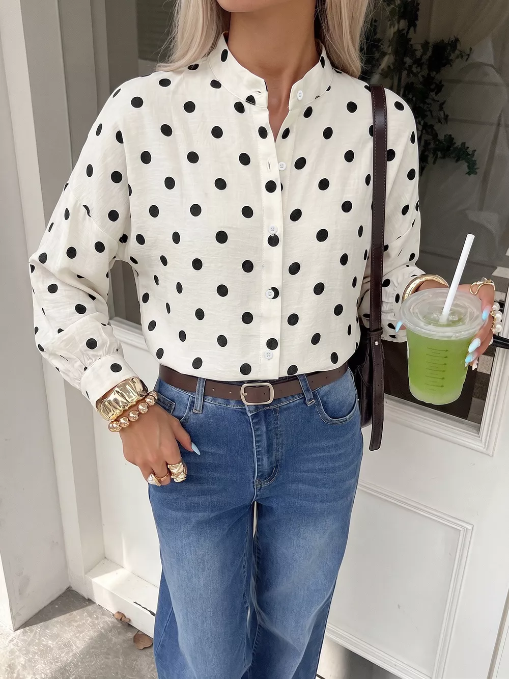 Polka Dot Button-Up Shirt, image 3