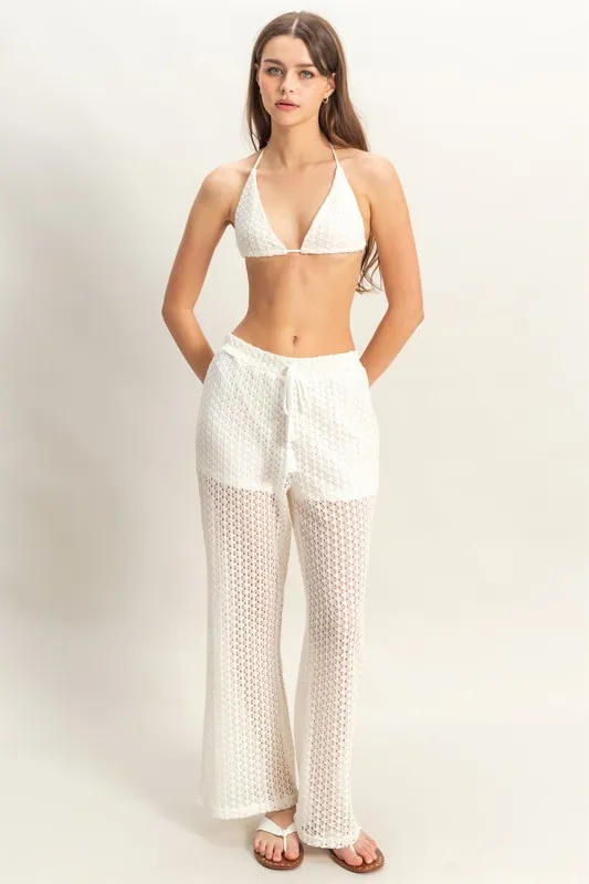 Crochet Bra and Drawstring Pants Set