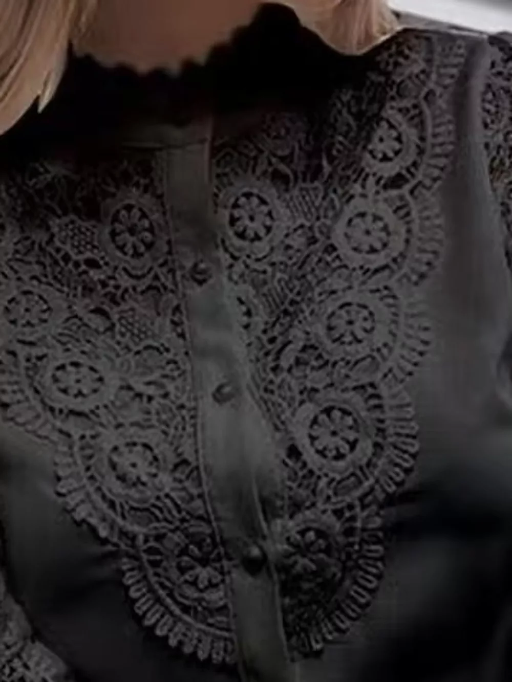 Full Size Lace V-Neck Flounce Sleeve Shirt Plus Size, image 6