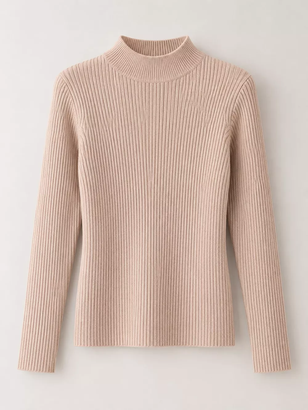 Elegant Slim-Fit Ribbed Mock Neck Knit Top, image 38