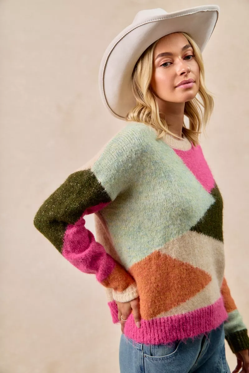 Multi Color Block Sweater Top, image 5