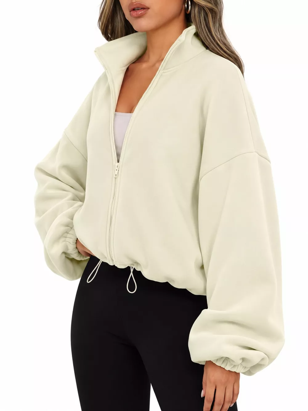 Drawstring Hem Zip Up Jacket, image 7