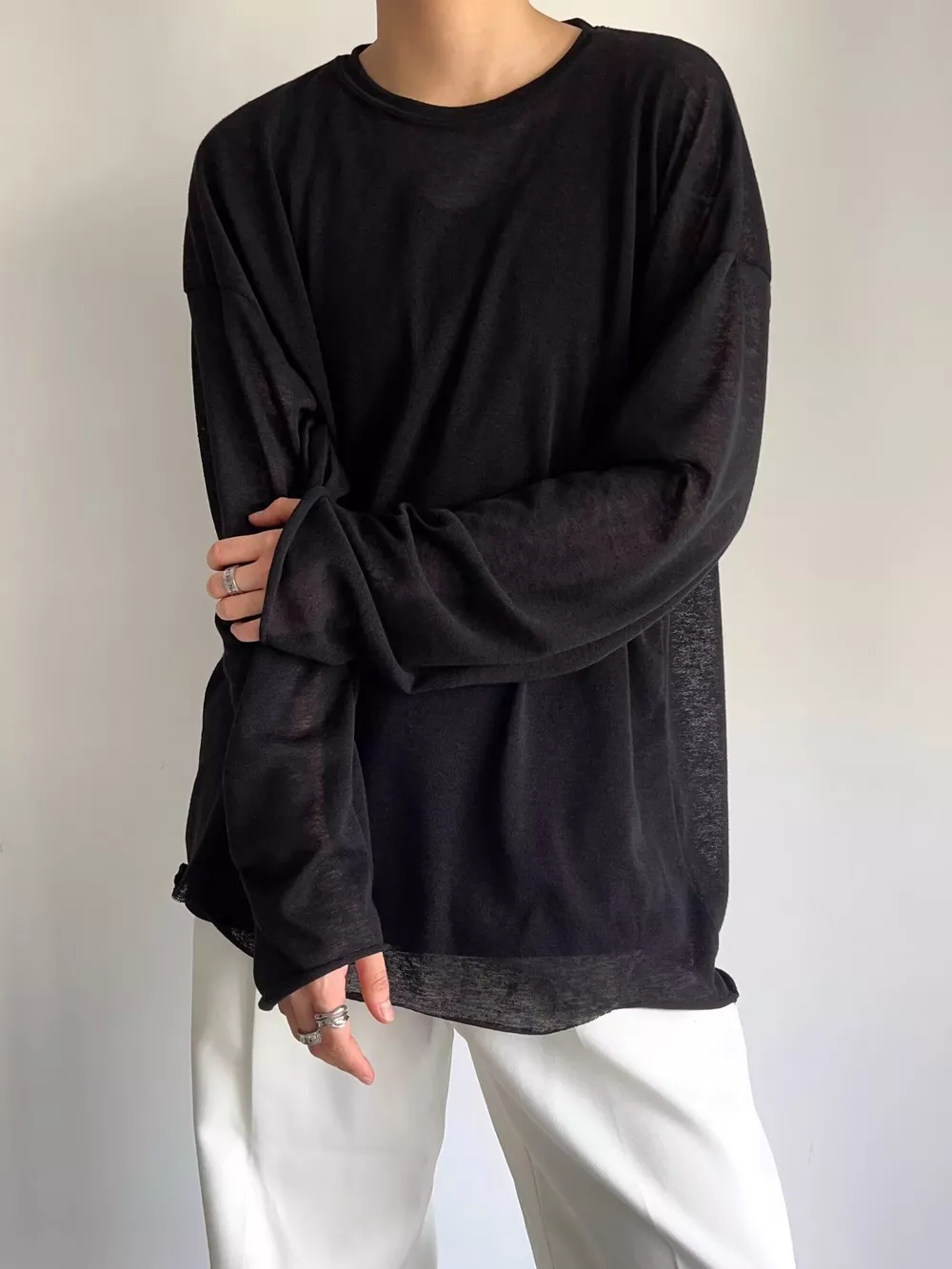 Men's Plus Size Heathered Long-Sleeve T-Shirt, image 5