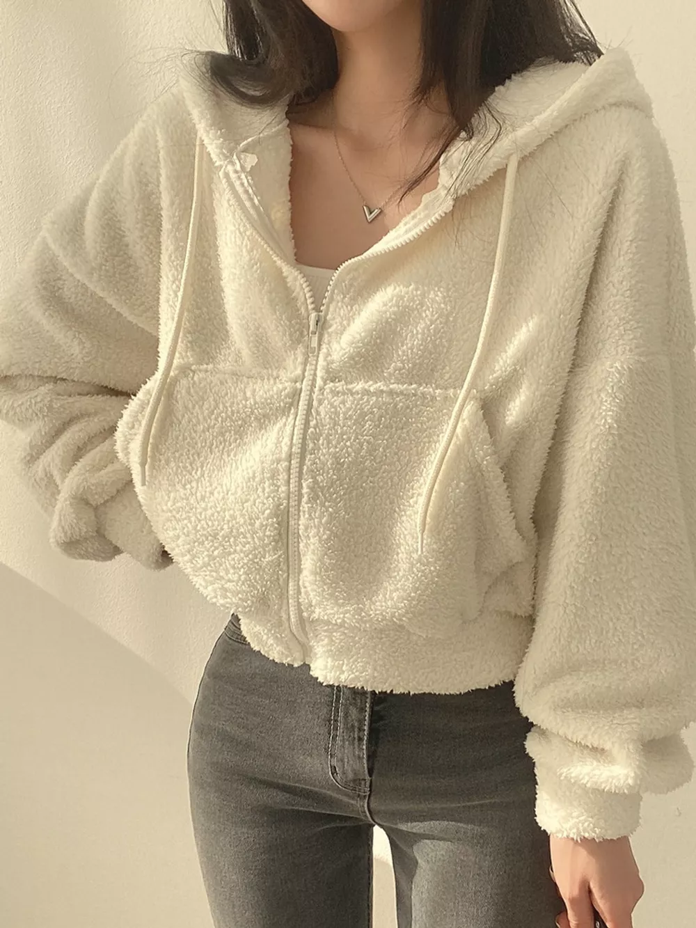 Oversized Sherpa Zip-Up Hoodie