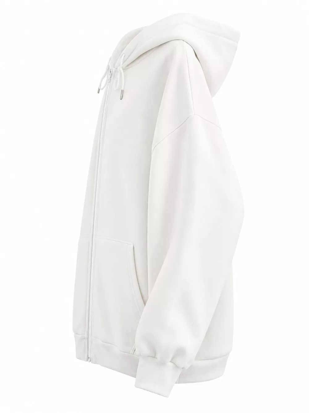Full Size Oversized Solid Zip-Up Hoodie with Drawstring Plus Size, image 4