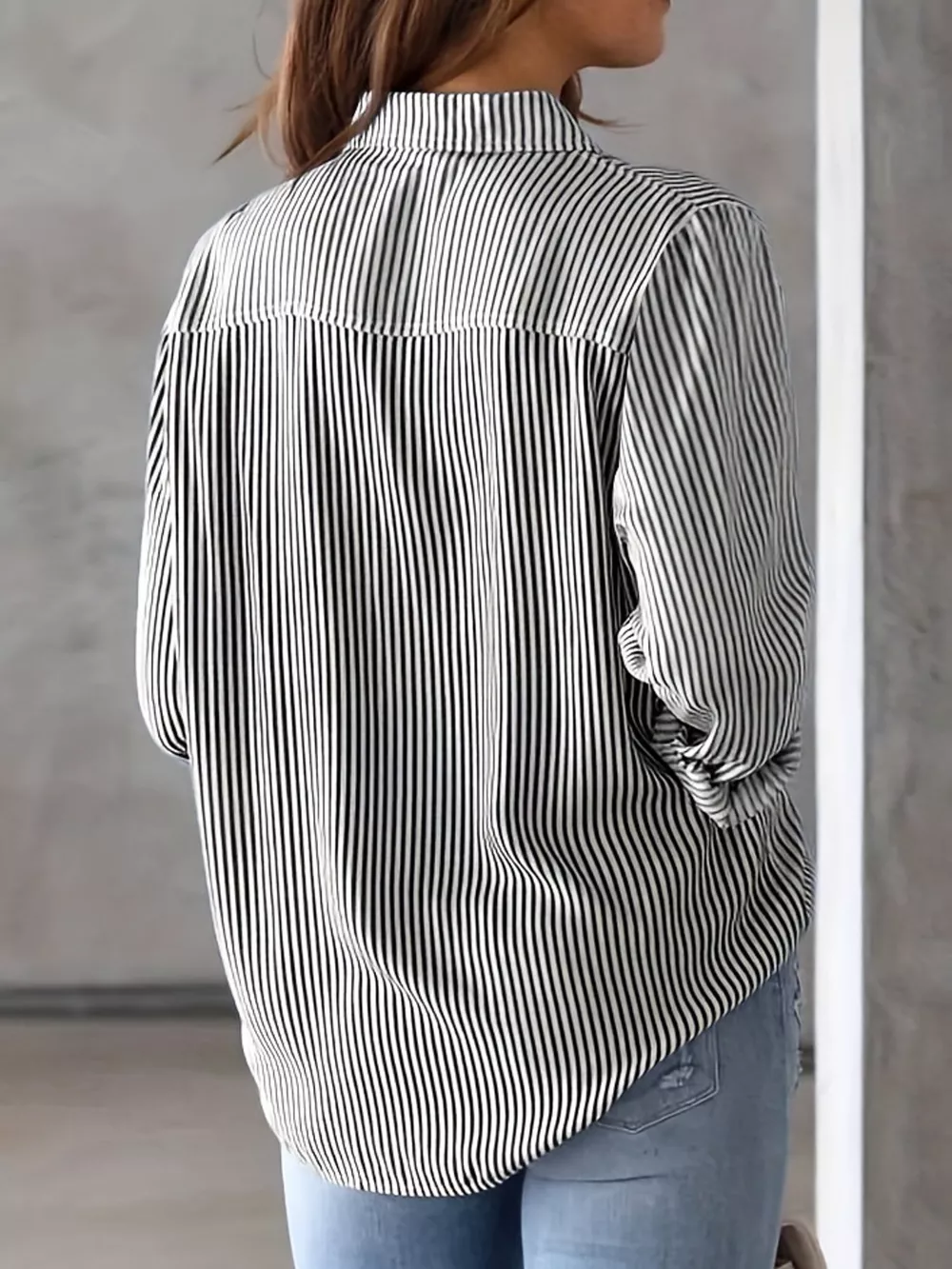 Full Size Striped Button-Down Long Sleeve Shirt Plus Size, image 17