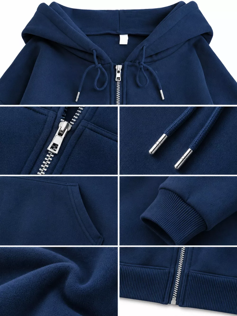 Full Size Oversized Solid Zip-Up Hoodie with Drawstring Plus Size, image 60