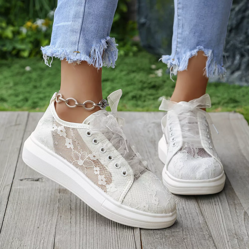 Lace Round Toe Sneakers, image 3
