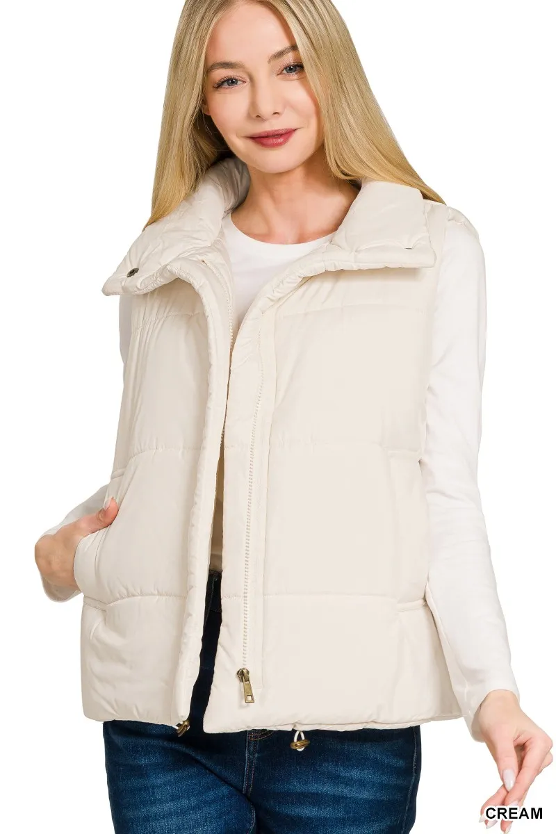 High Neck Zip-Up Vest Coat, image 4