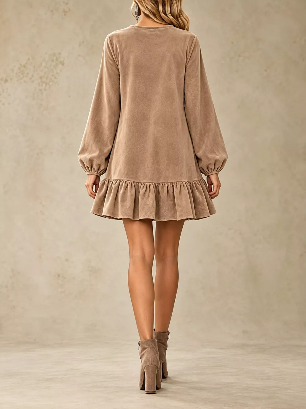 Quarter-Zip Ruffle Hem Mini Dress, image 13