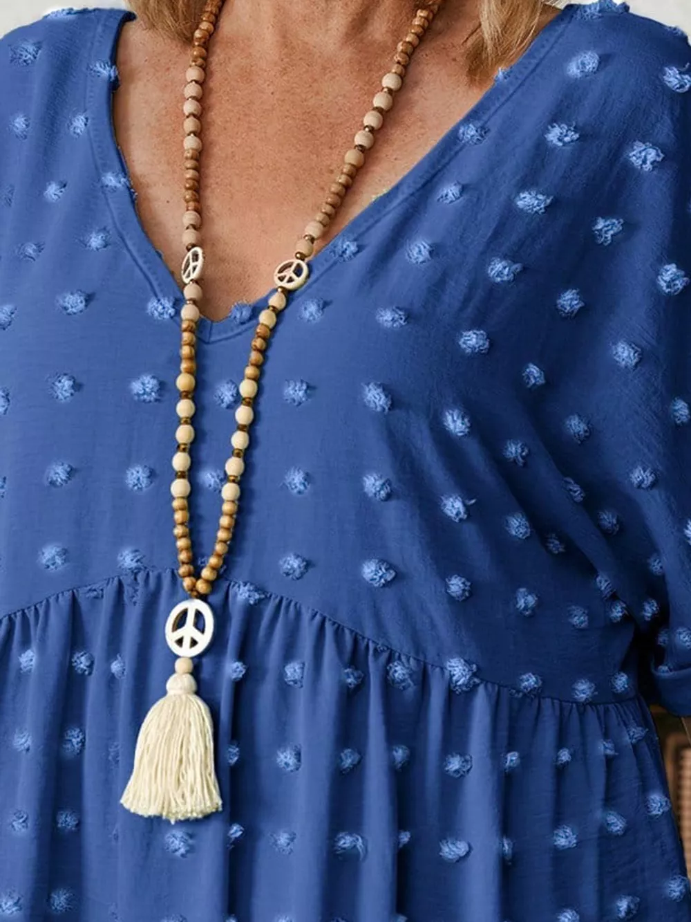 Plus Size Swiss Dot V-Neck Casual Blouse, image 41