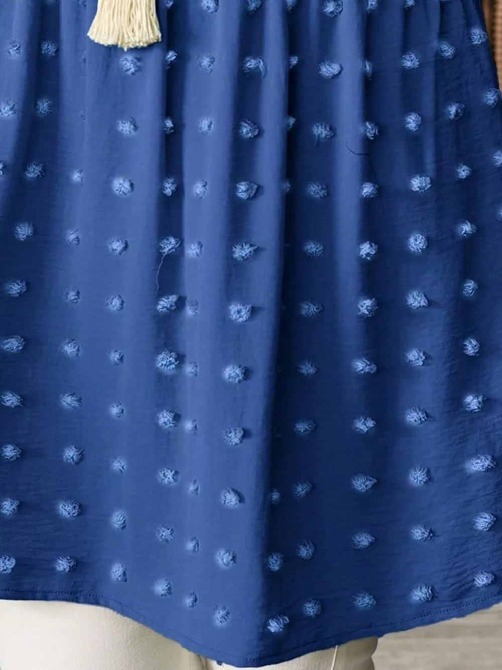 Plus Size Swiss Dot V-Neck Casual Blouse, image 42