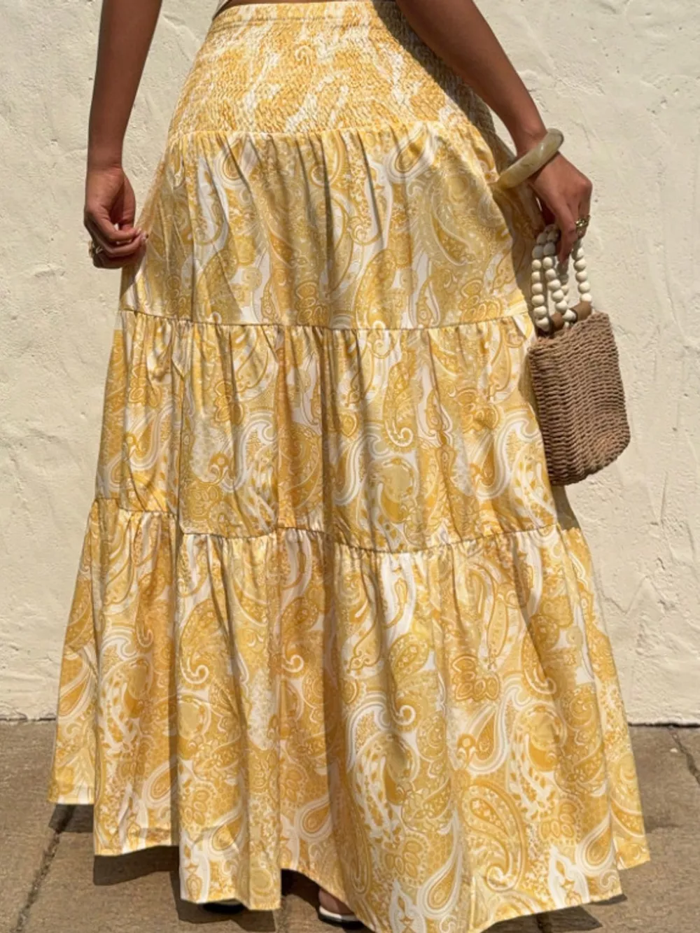Paisley Print Tiered Maxi Skirt, image 14