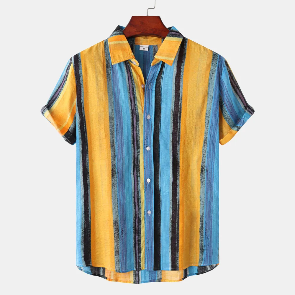 Men's Plus Size Button Down Striped Collared Neck Shirt, image 2