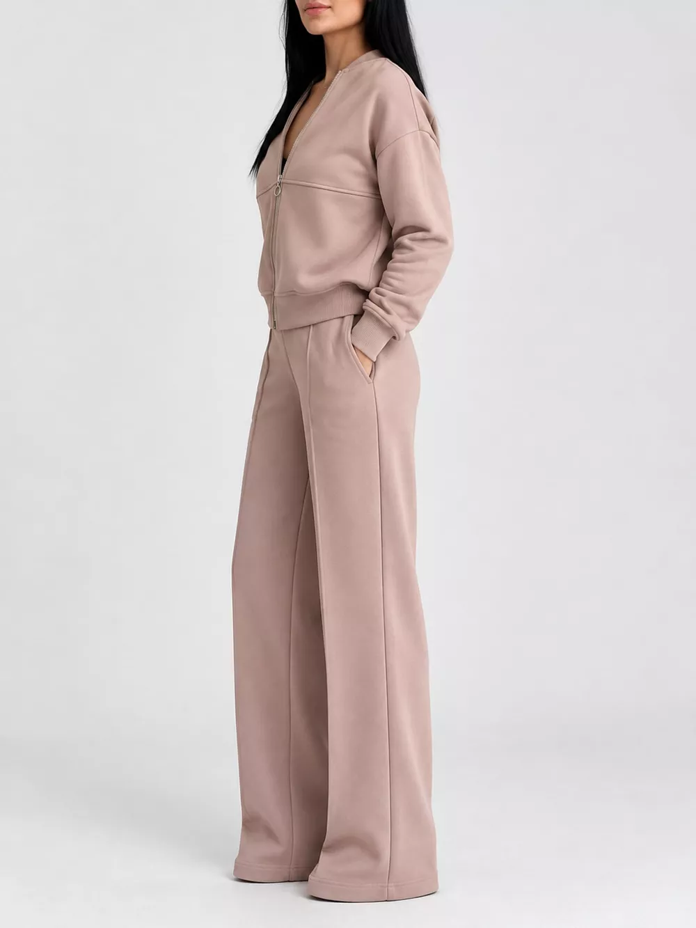 Casual Zip-Up Jacket and Wide-Leg Sweatpants Set, image 38