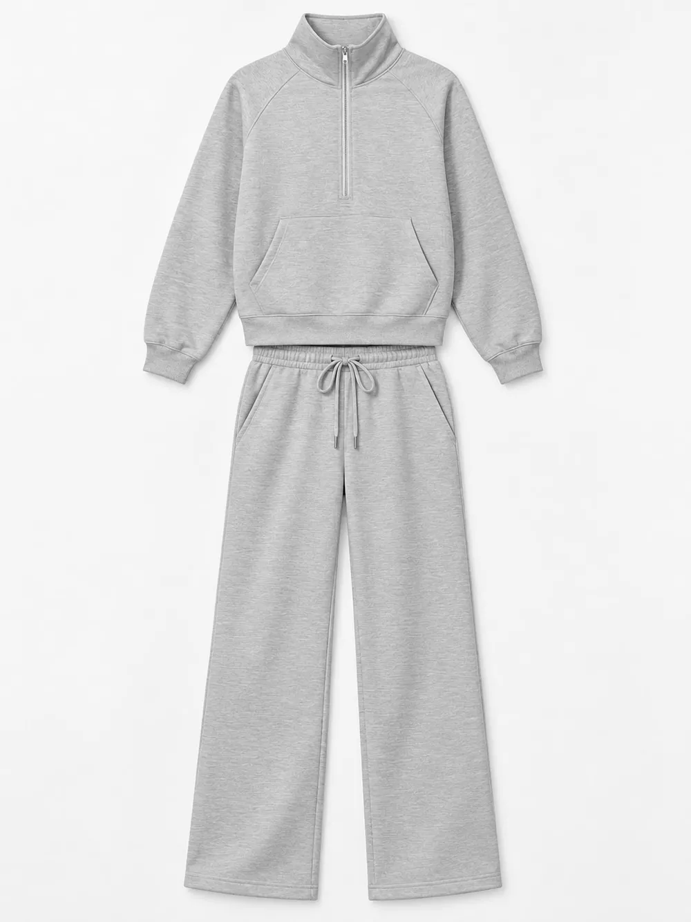 Half-Zip Sweatshirt and Wide-Leg Pants Set, image 40