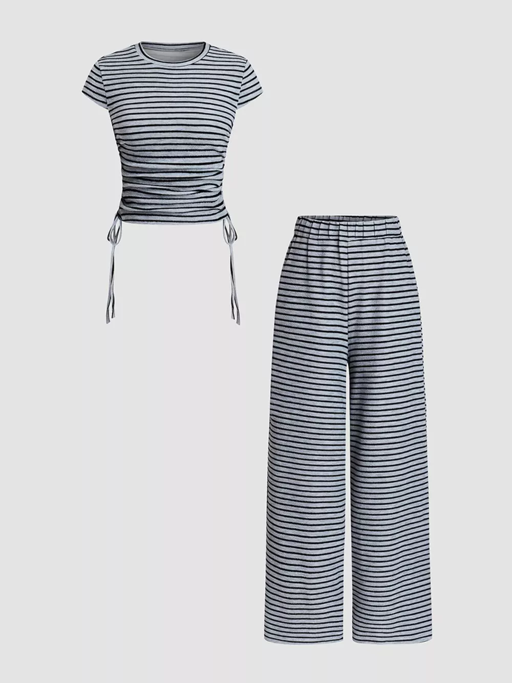 Striped Crop Top and Wide Leg Pants Set, image 10