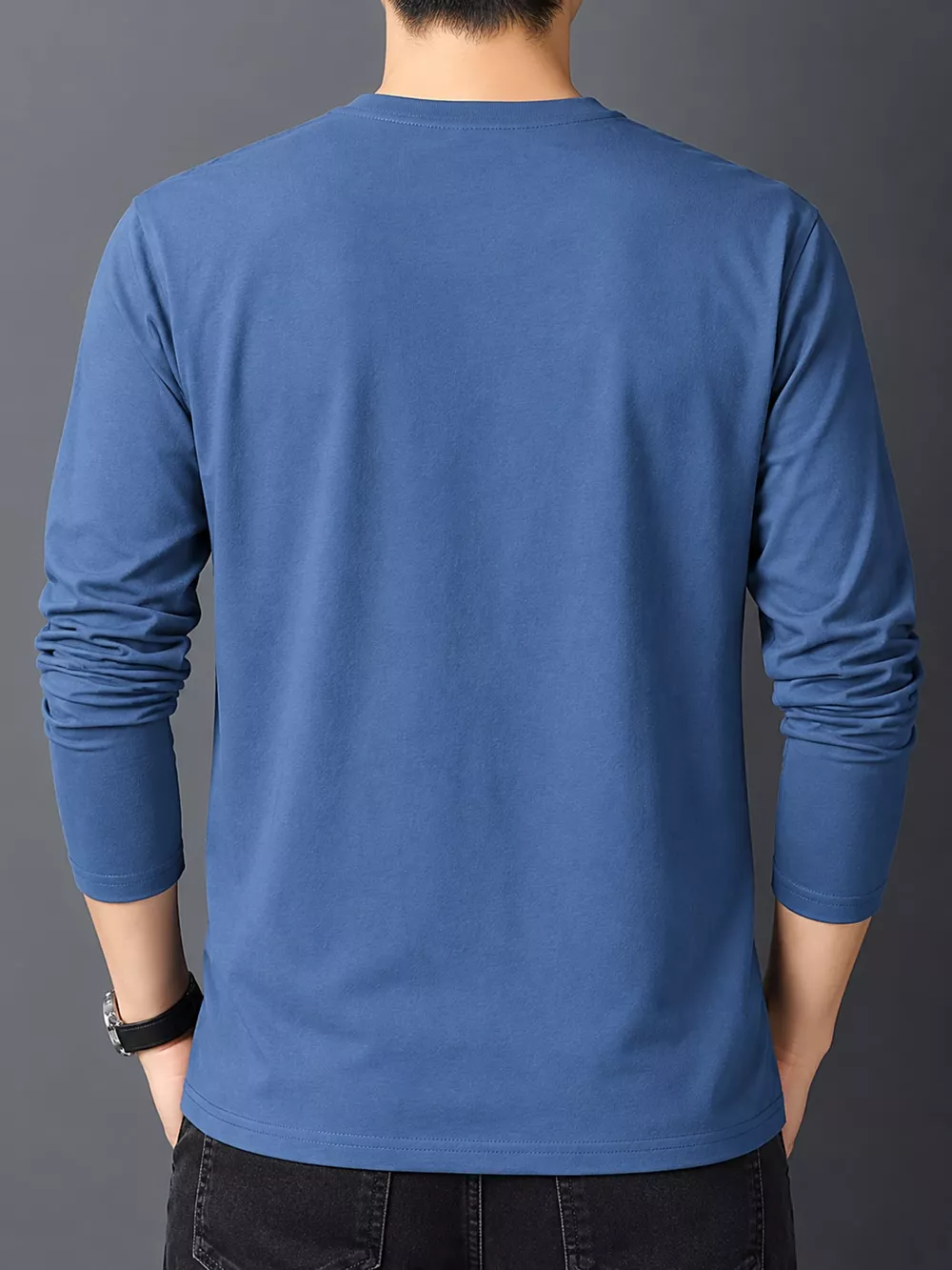 Men's Plus Size Round Neck Long Sleeve T-Shirt, image 47