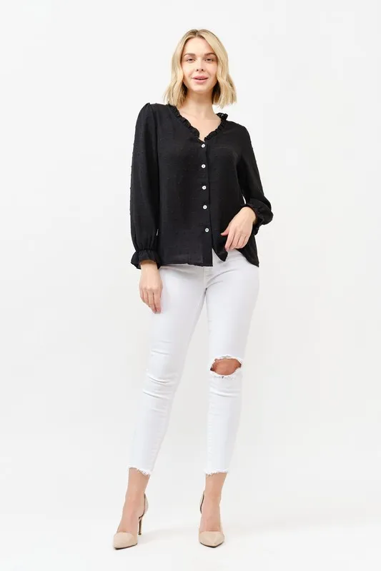 Polka Dot Ruffle Detailed Blouse Top, image 4