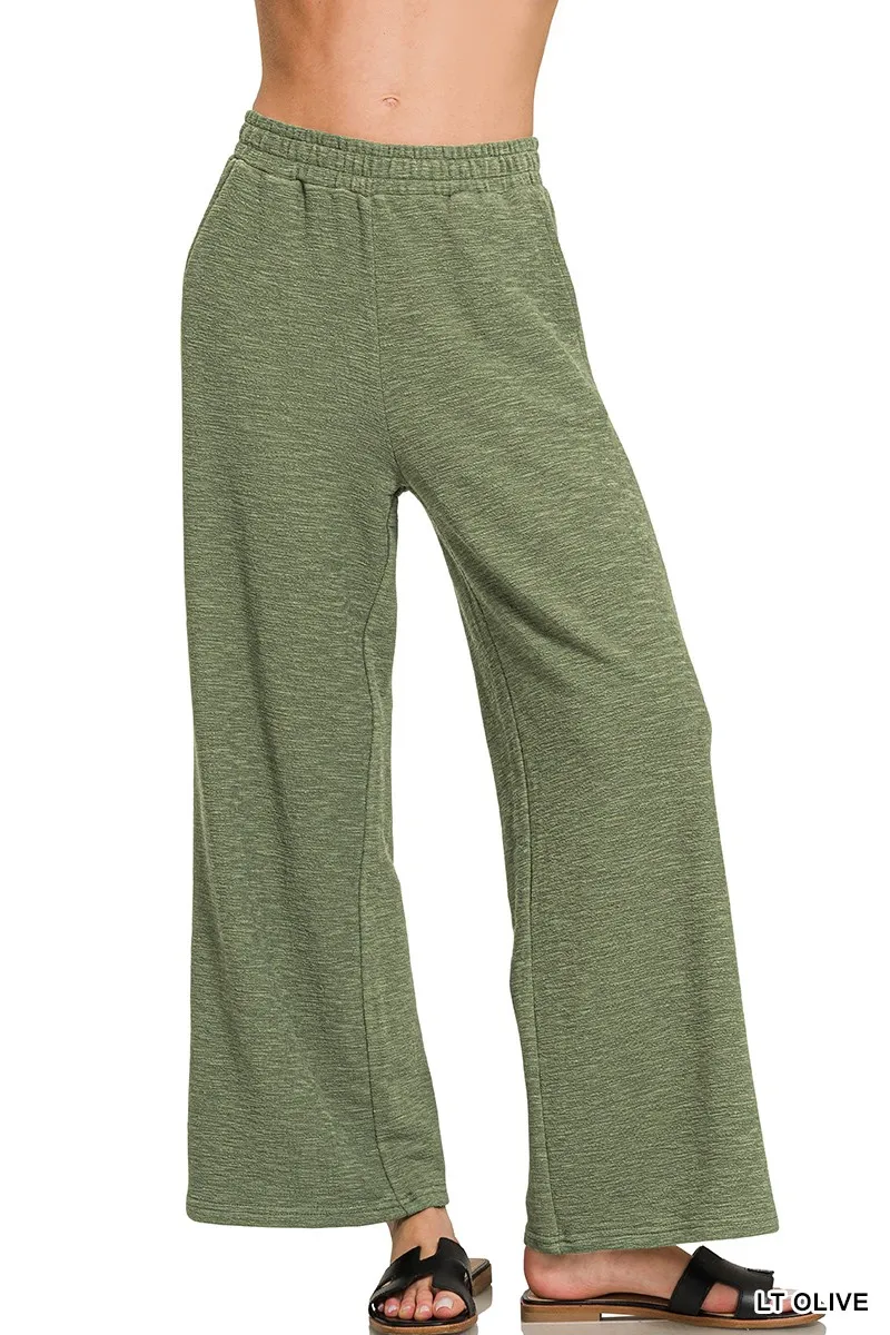 Cotton Slub Wide Leg Pants