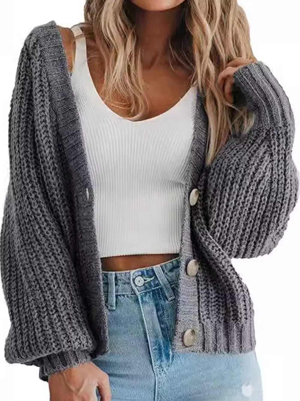 Full Size Chunky Knit Button-Down Cardigan Plus Size, image 16