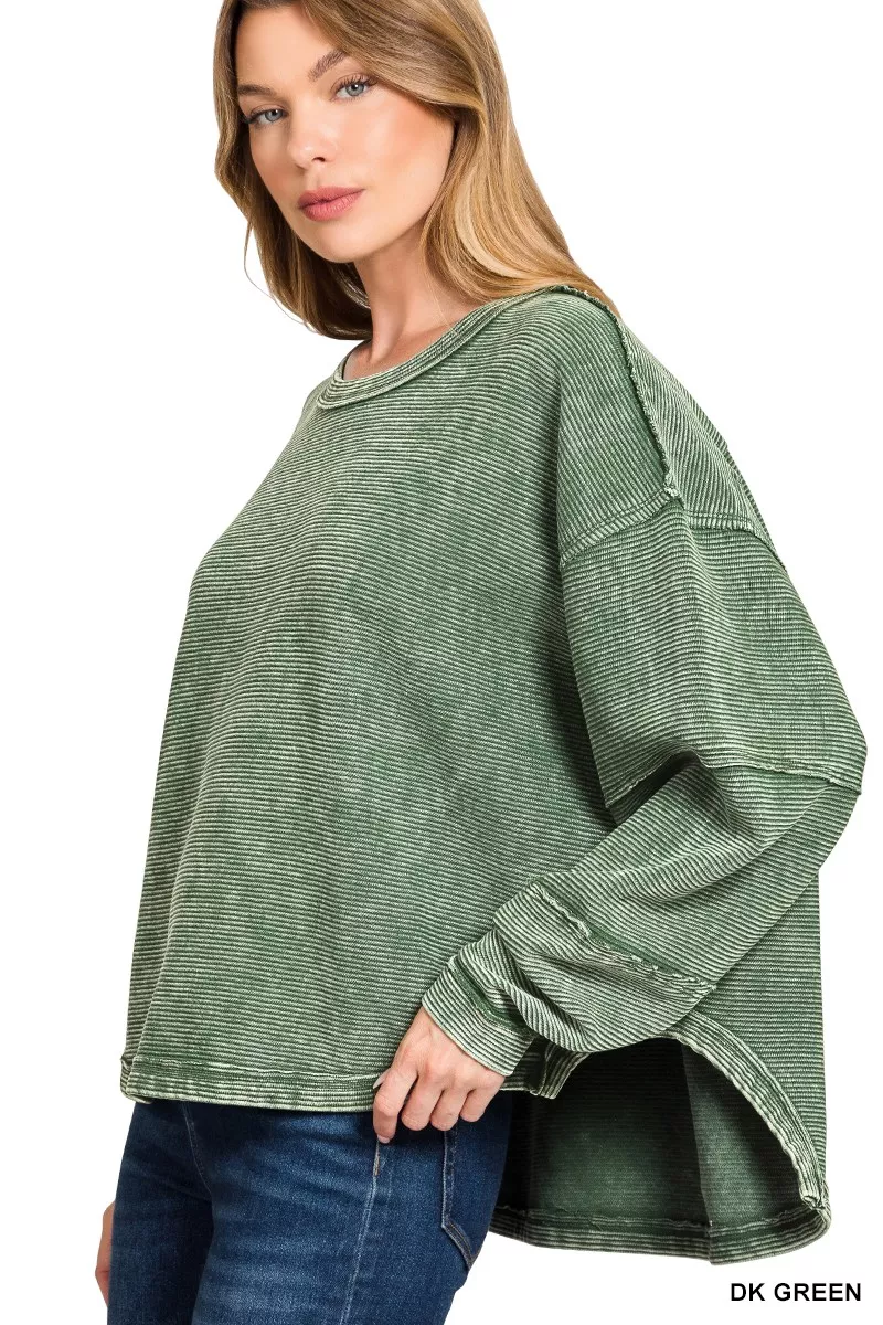 Acid Washed Exposed-Seam Sweatshirt, image 2
