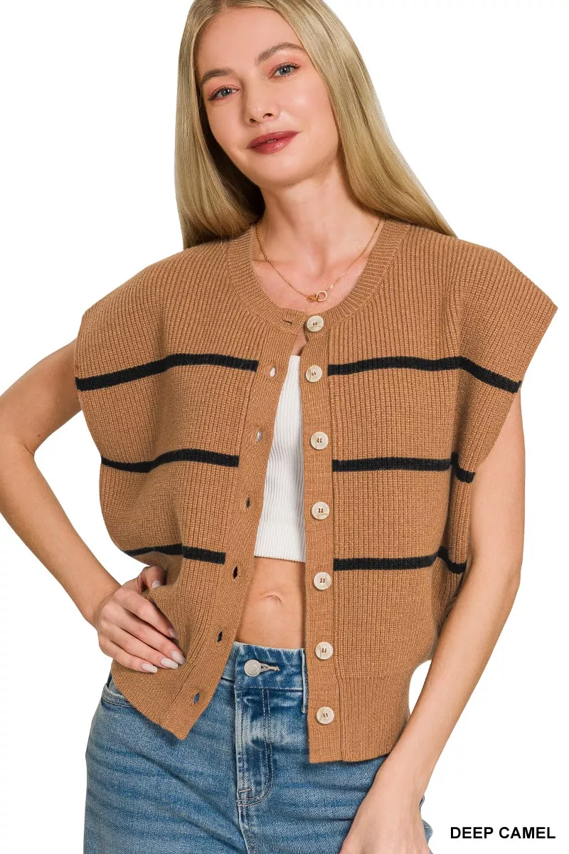 Striped Viscose Sweater Vest, image 3