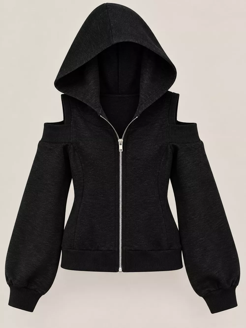 Cold Shoulder Zip-Up Hoodie, image 10