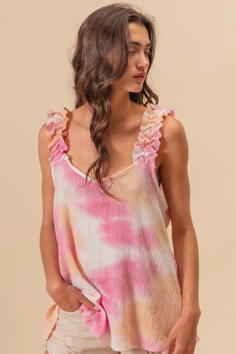 Tie Dye Printed Textured Woven with Ruffled, image 3
