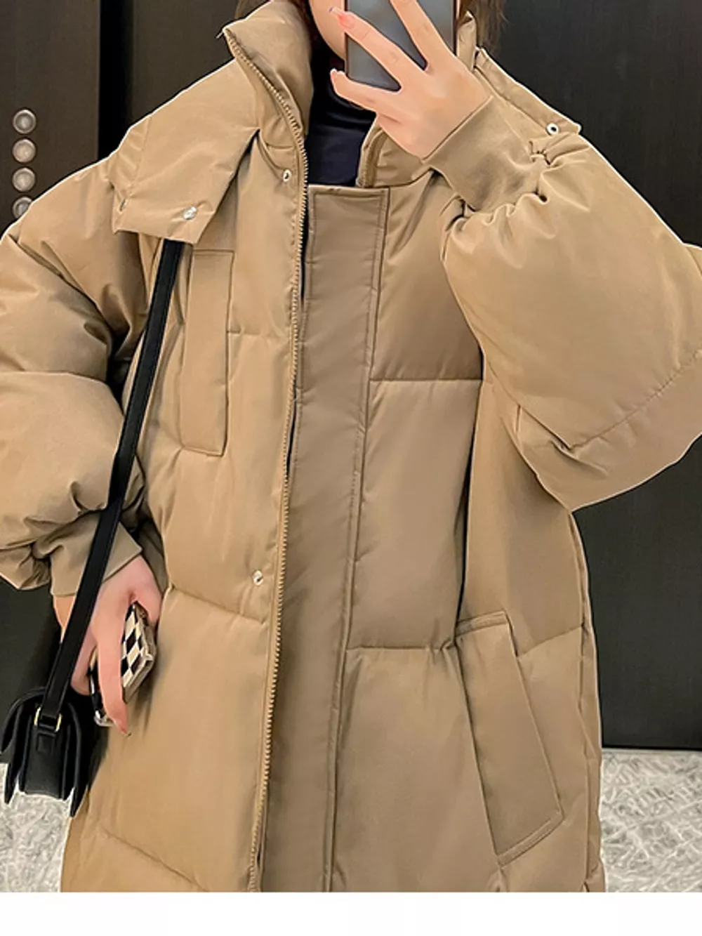 Plus Size Oversized Hooded Longline Puffer Coat, image 2