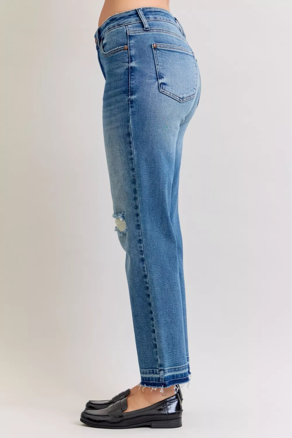 Full Size Mid Rise Bf Patch & Repair Destroy Release Hem Jeans Plus Size, image 10