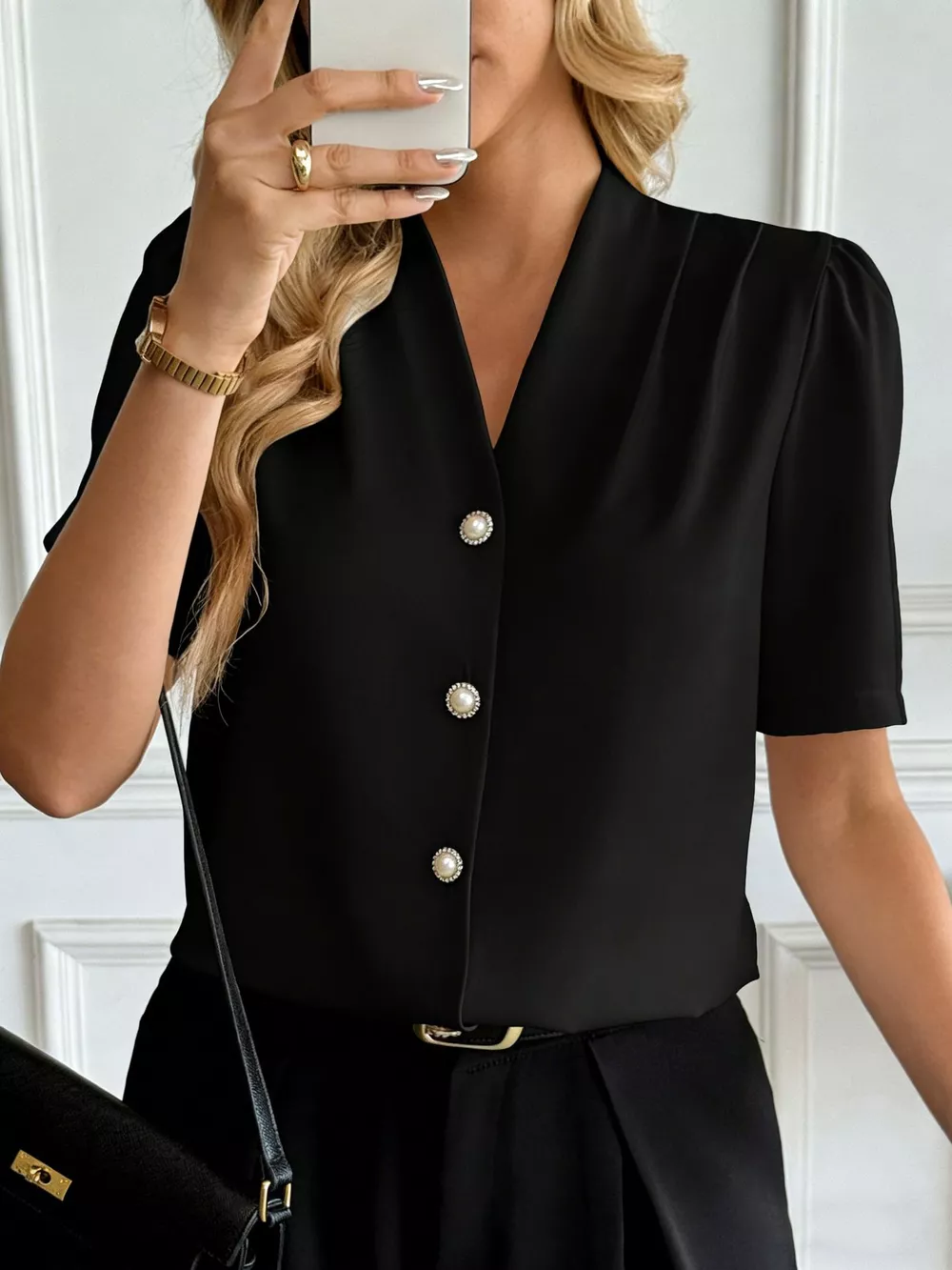 V-Neck Button-Down Shirt, image 14