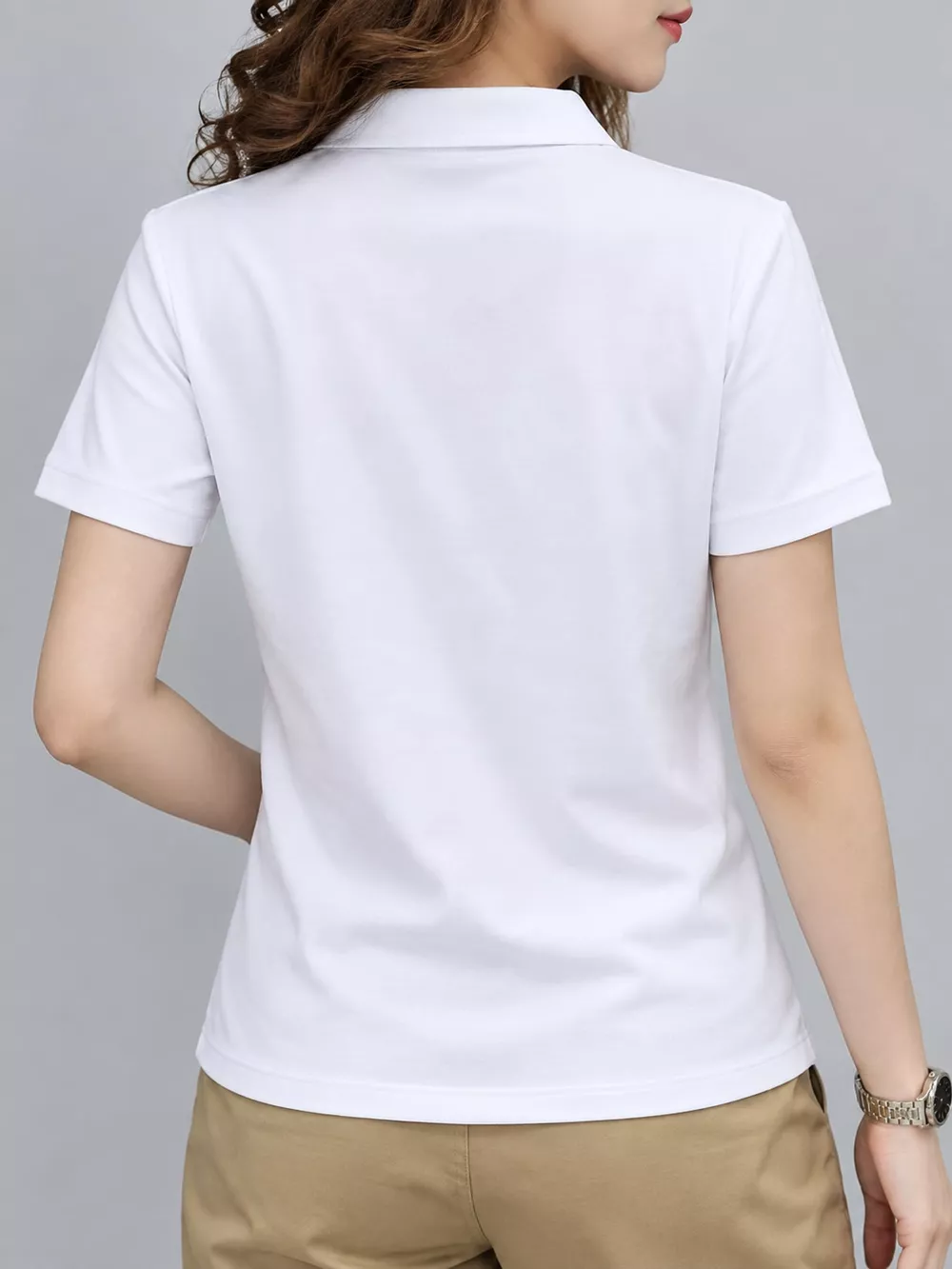 Plus Size Collared Neck Short-Sleeve Polo, image 13