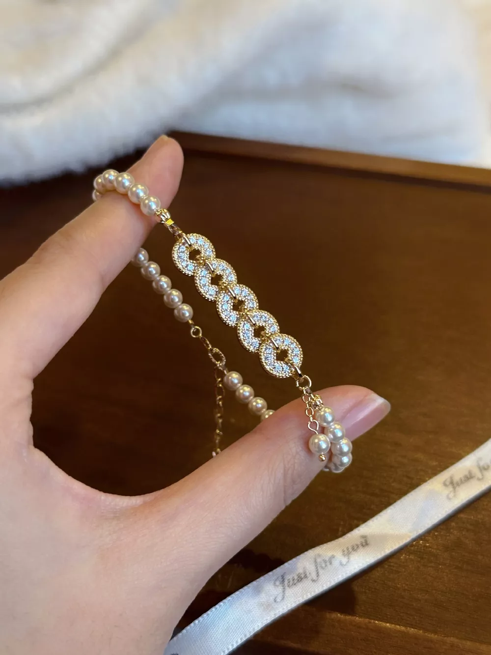 18K Gold-Plated Pearl Coin Bracelet, image 4