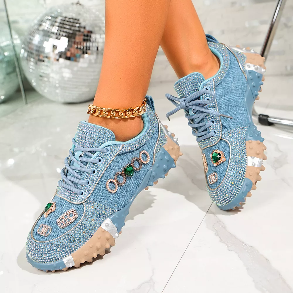 Rhinestone Round Toe Sneakers, image 6