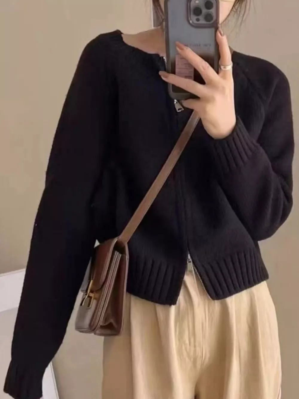 Ribbed Hem Zip-Up Cardigan, image 19