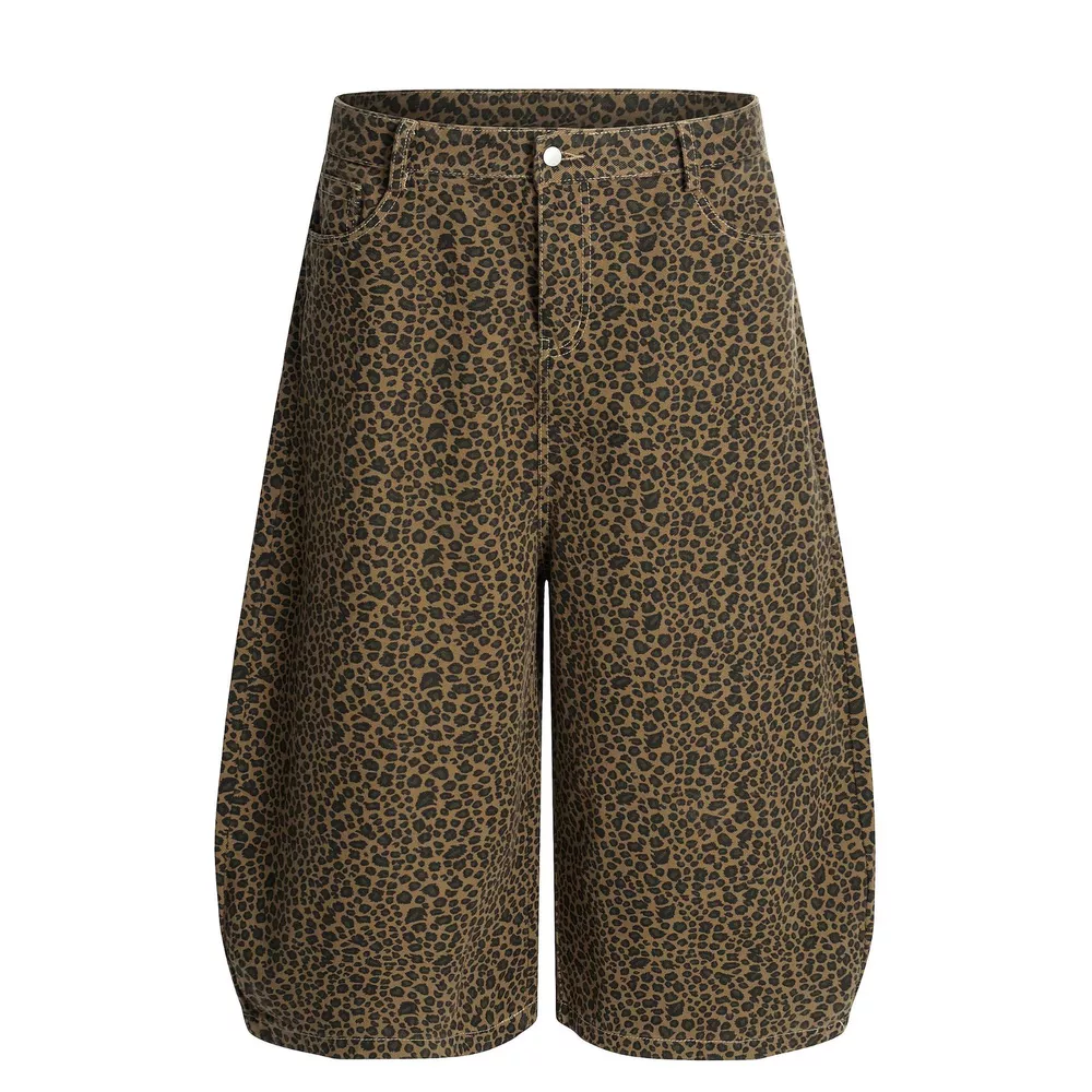 Men's Leopard Print Wide-Leg Capris