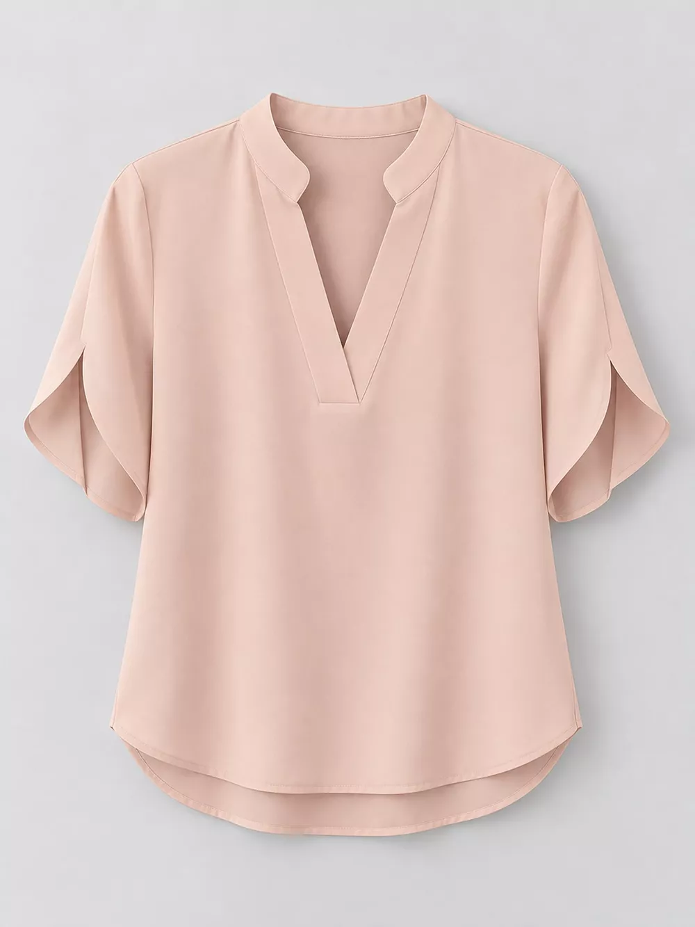 Notched Slit Short Sleeve Blouse, image 34