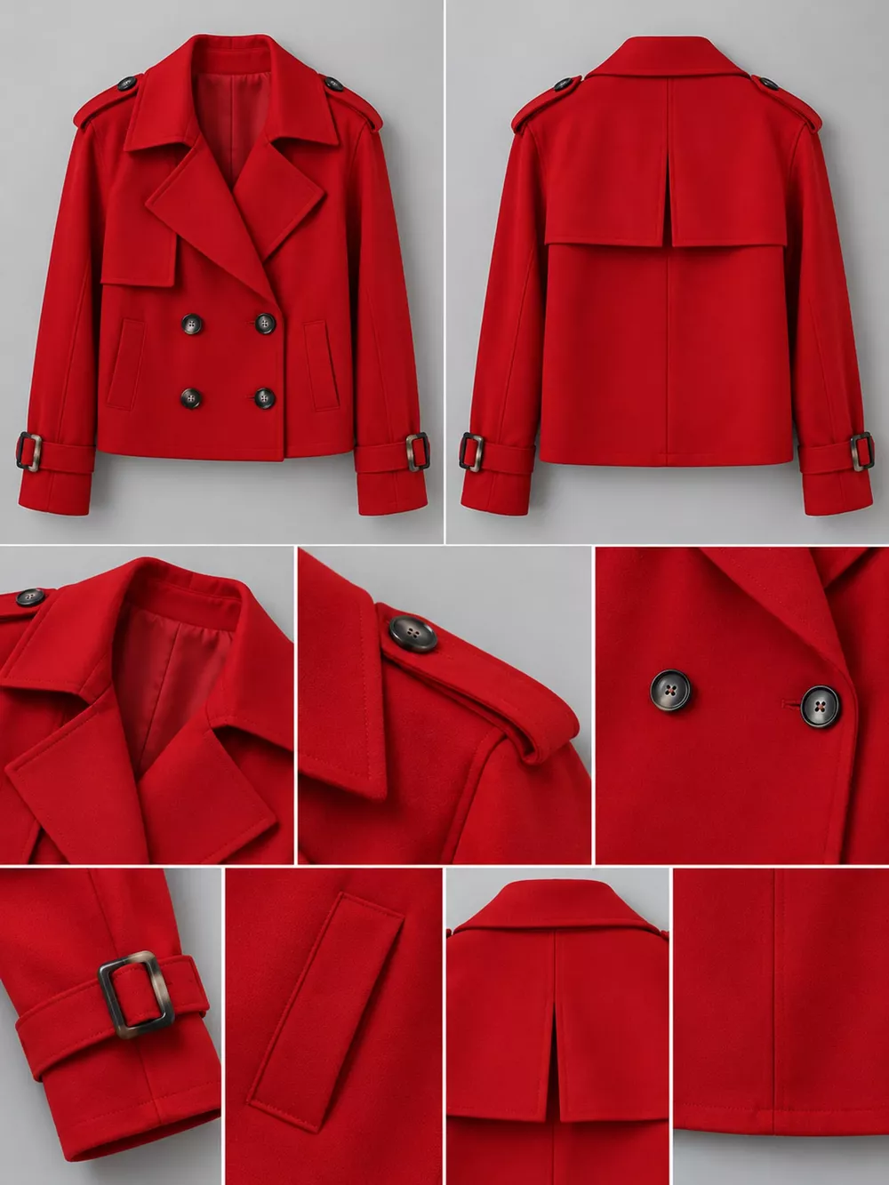 Double-Breasted Cropped Trench Outerwear, image 18